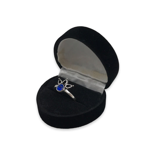 Soft Flocked Black Velour Heart Ring Gift Box