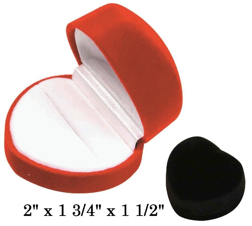 Soft Flocked Black Velour Heart Ring Gift Box