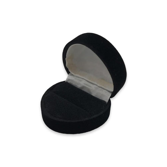 Soft Flocked Black Velour Large Heart Ring Box