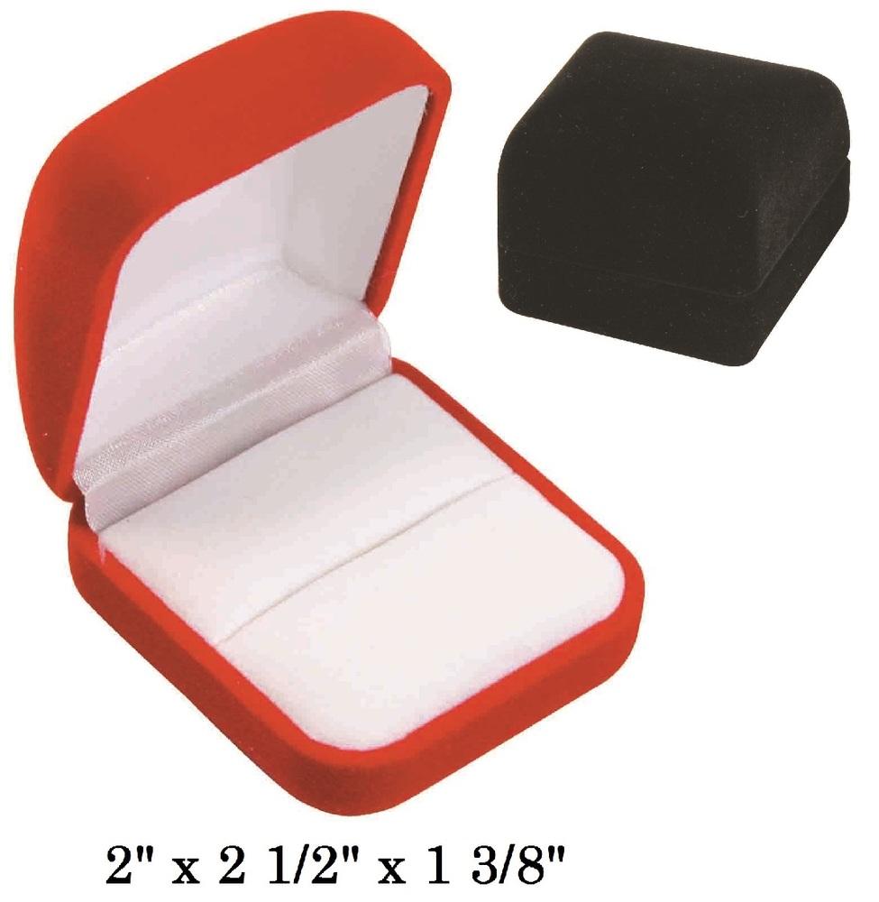 Soft Flocked Black Velour Large Ring Gift Box