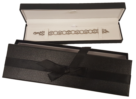 Exquisite Textured Black Bracelet Gift Box with Pre-tied Ribbon