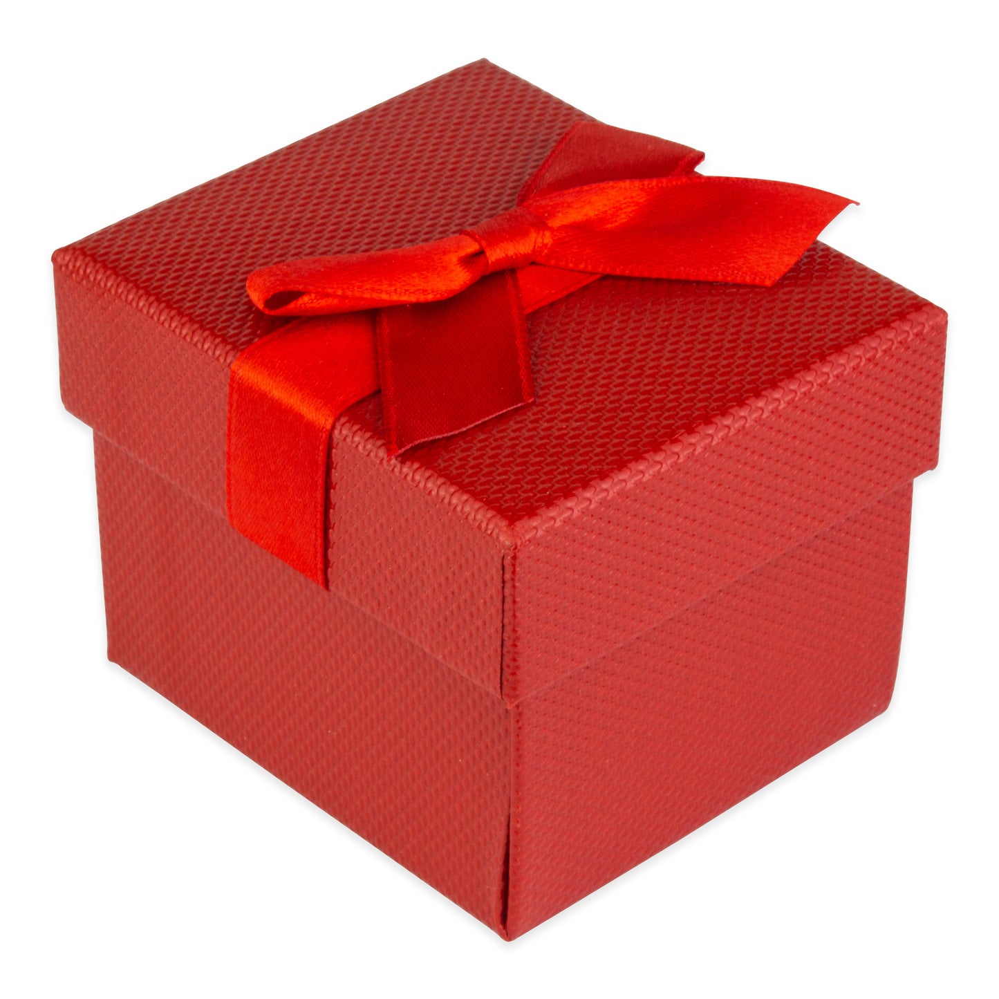 Exquisite Textured Red Earring Gift Box with Pre-tied Ribbon