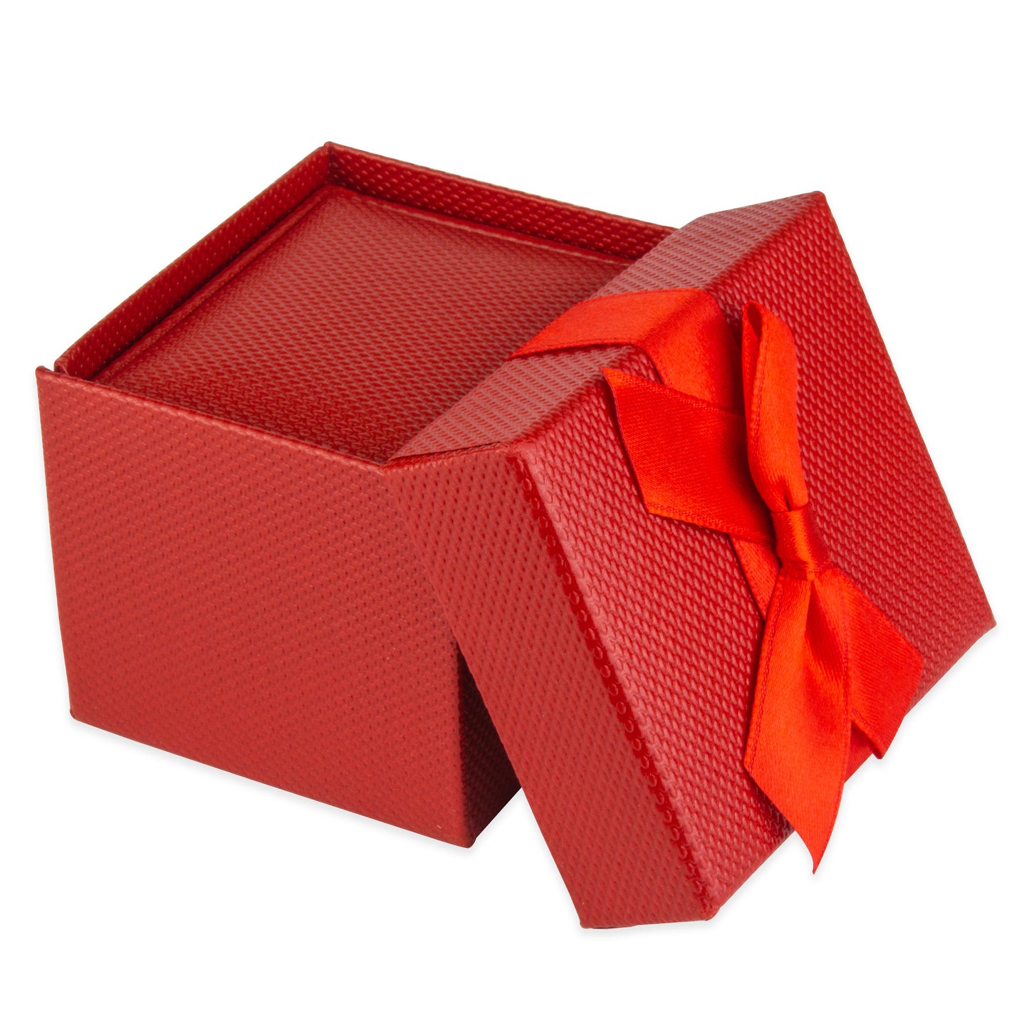 Exquisite Textured Red Earring Gift Box with Pre-tied Ribbon