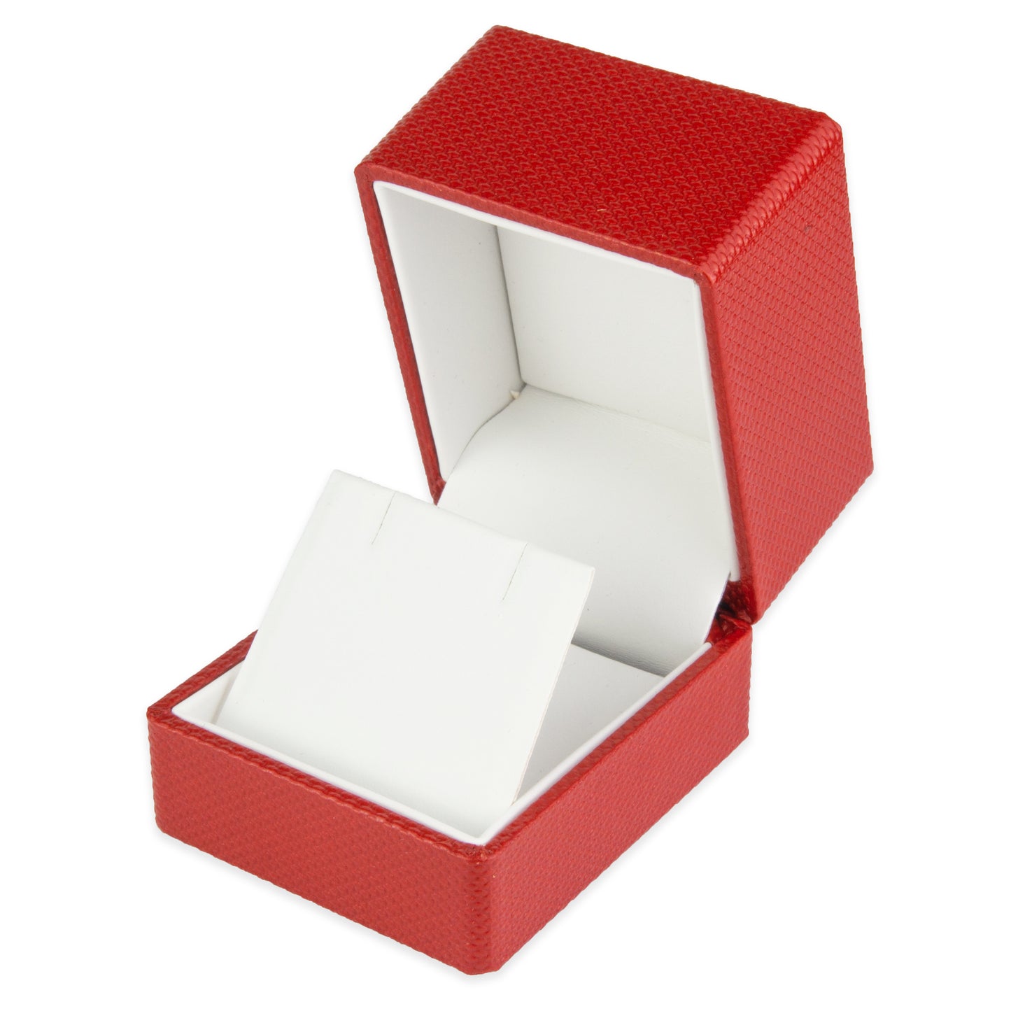 Exquisite Textured Red Earring Gift Box with Pre-tied Ribbon