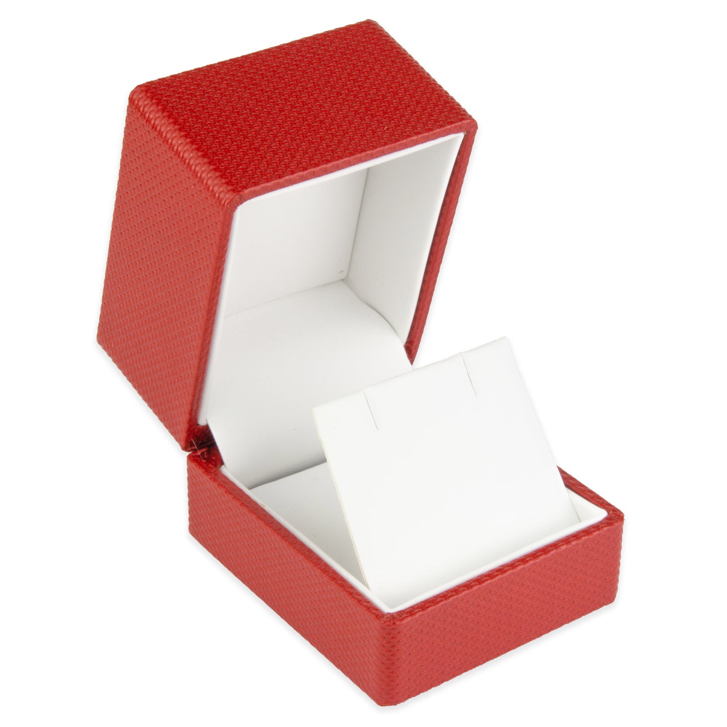 Exquisite Textured Red Earring Gift Box with Pre-tied Ribbon