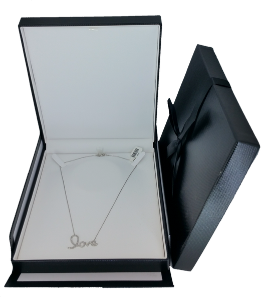 Exquisite Textured Black Necklace Gift Box with Pre-tied Ribbon