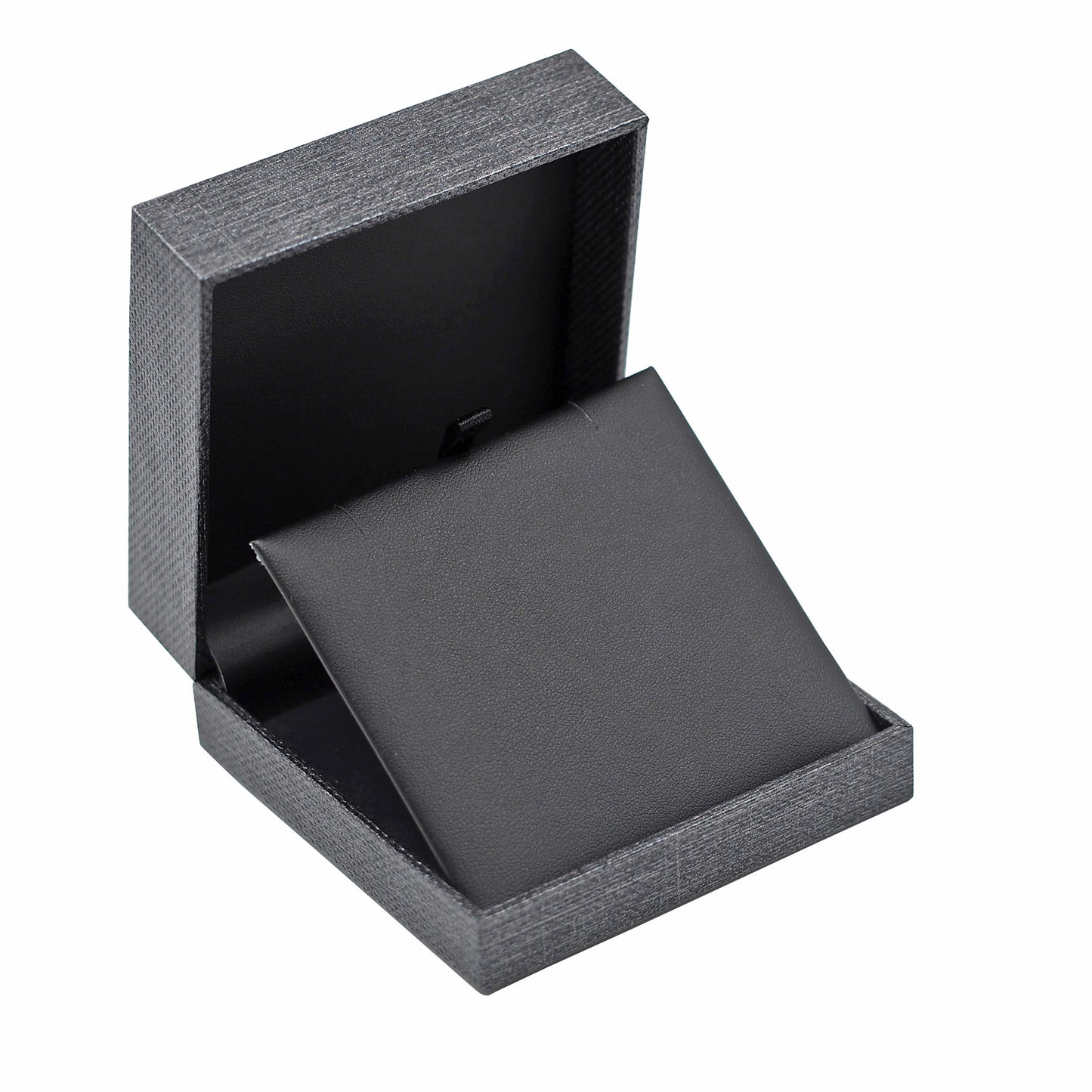 Premium Mesh Grey Jewelry Boxes with Padded Black Faux Leather Inset Tops