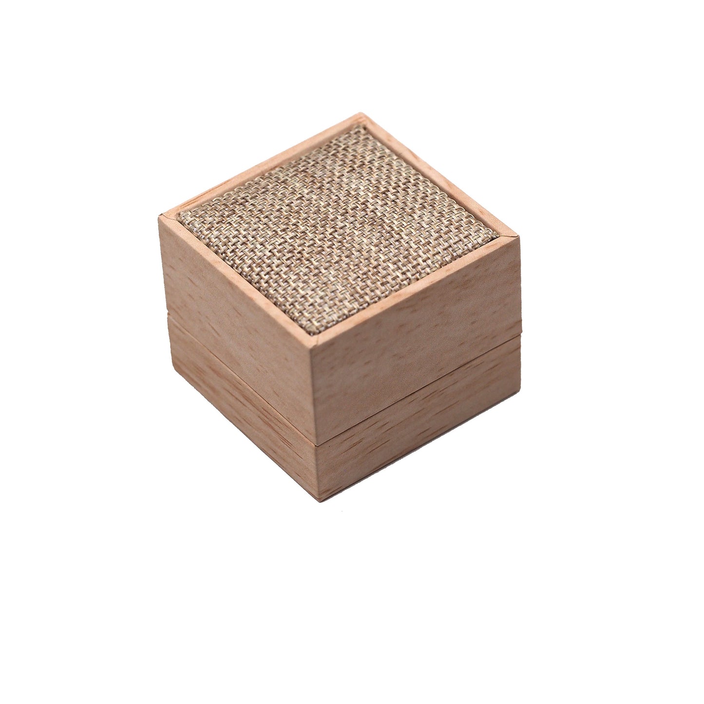 Elegant Wood Pattern Box with Burlap Inset Top