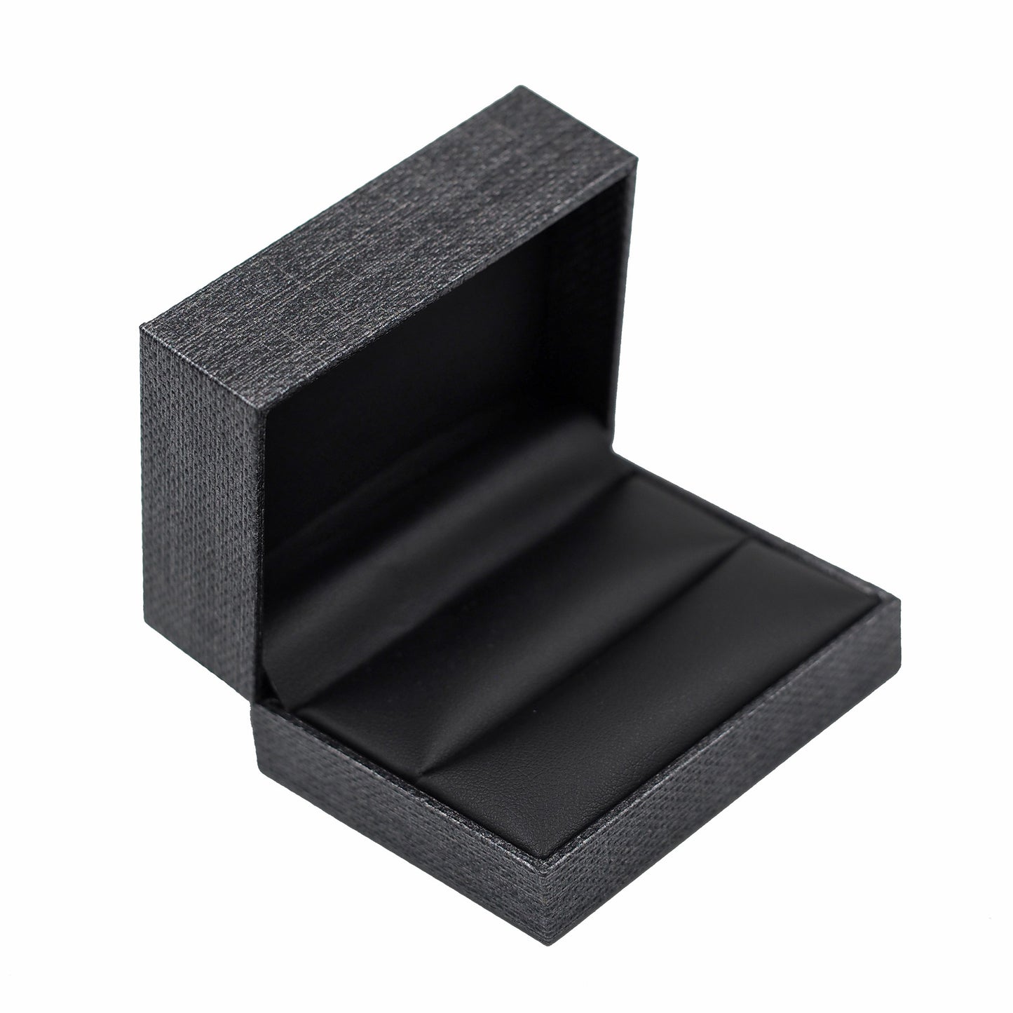 Premium Mesh Grey Jewelry Boxes with Padded Black Faux Leather Inset Tops