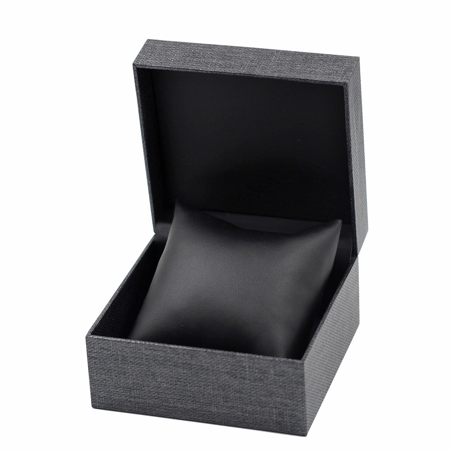 Premium Mesh Grey Jewelry Boxes with Padded Black Faux Leather Inset Tops