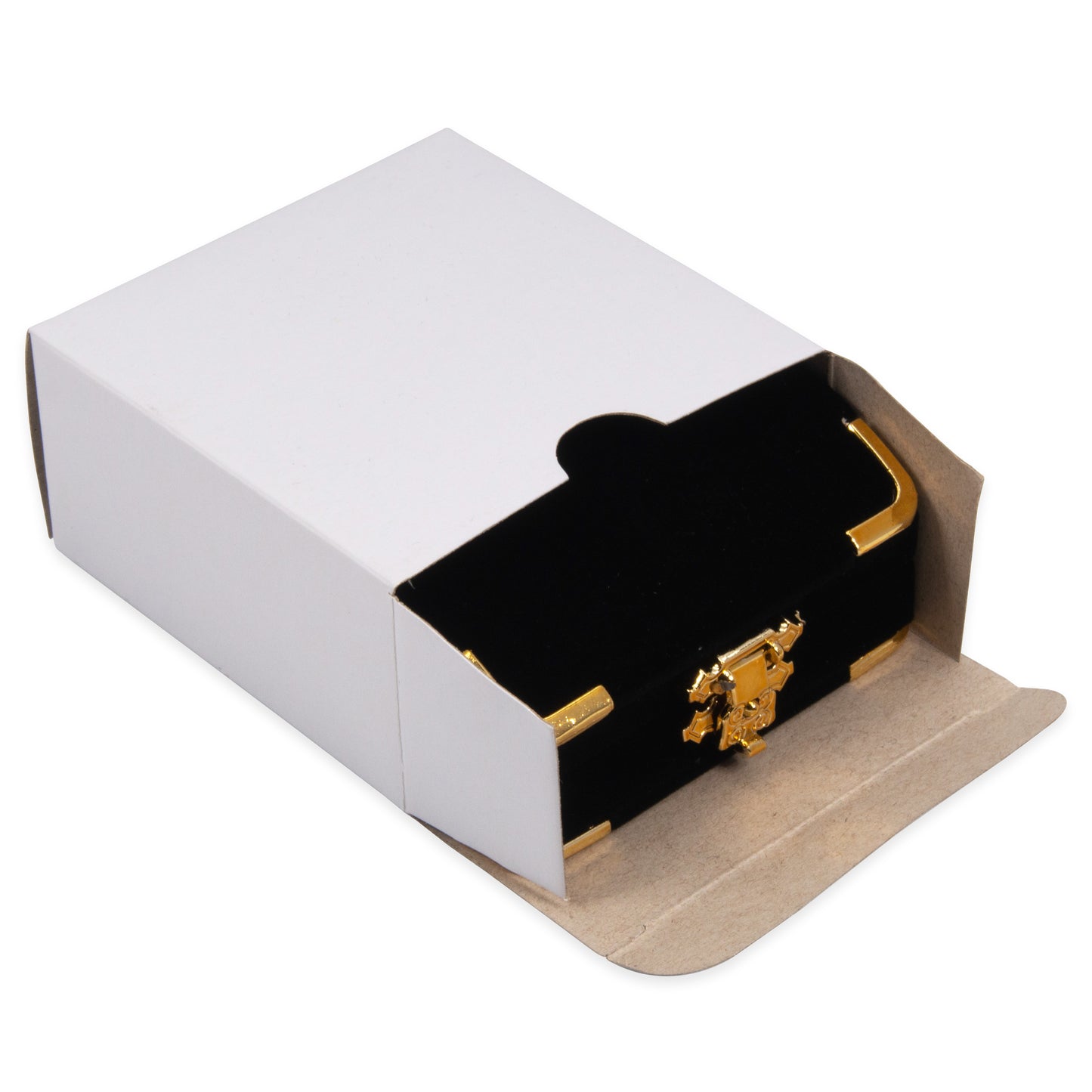 Black Pendant Flocked Velvet Clasped Box