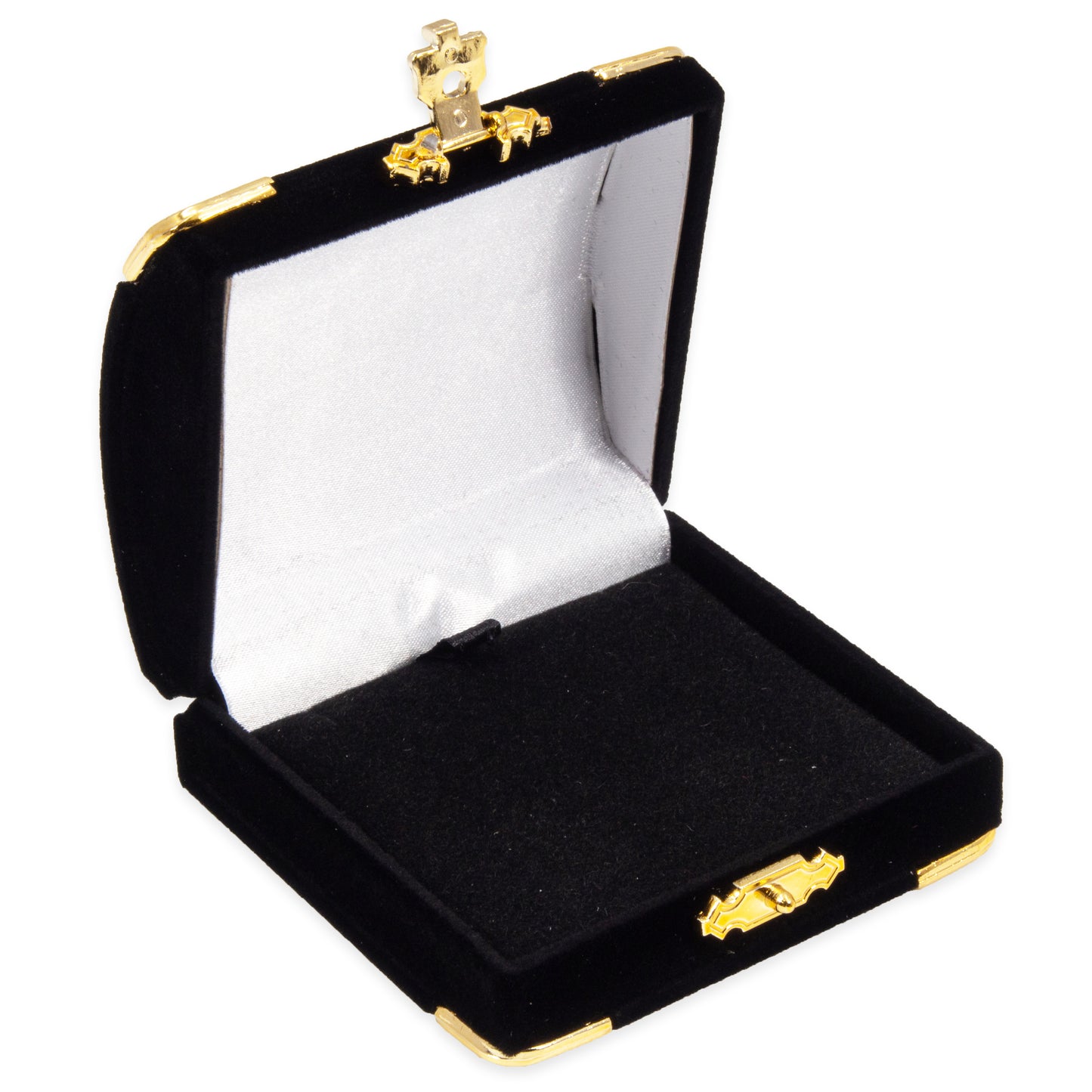 Black Pendant Flocked Velvet Clasped Box