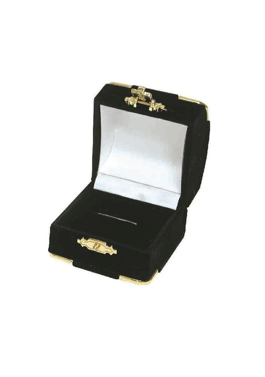 Black Ring Flocked Velour Clasped Box