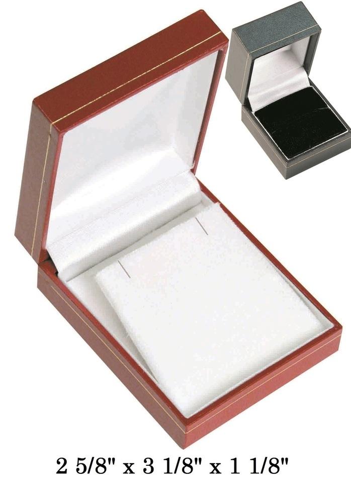 Black Earring Pendant w/White Satin interior Black Classic Leatherette Box