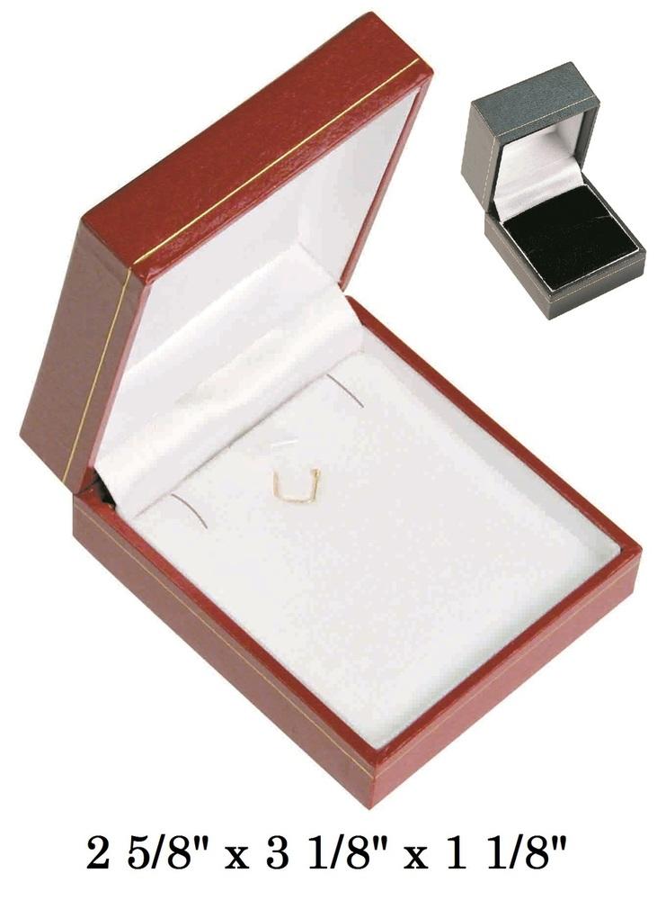 Black Earring/Pendant w/White Satin interior Classic Black Leatherette Box