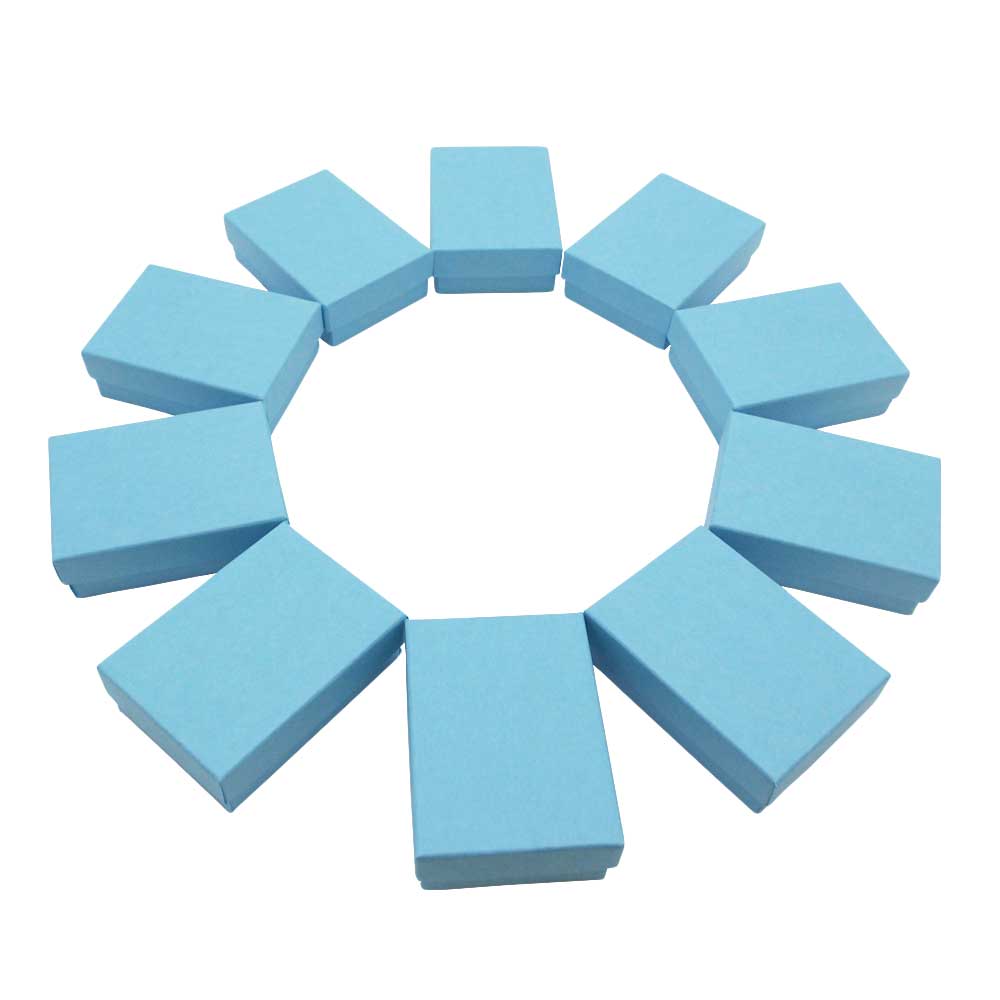 Light Blue Cotton Filled Boxes arranged in a circle for display