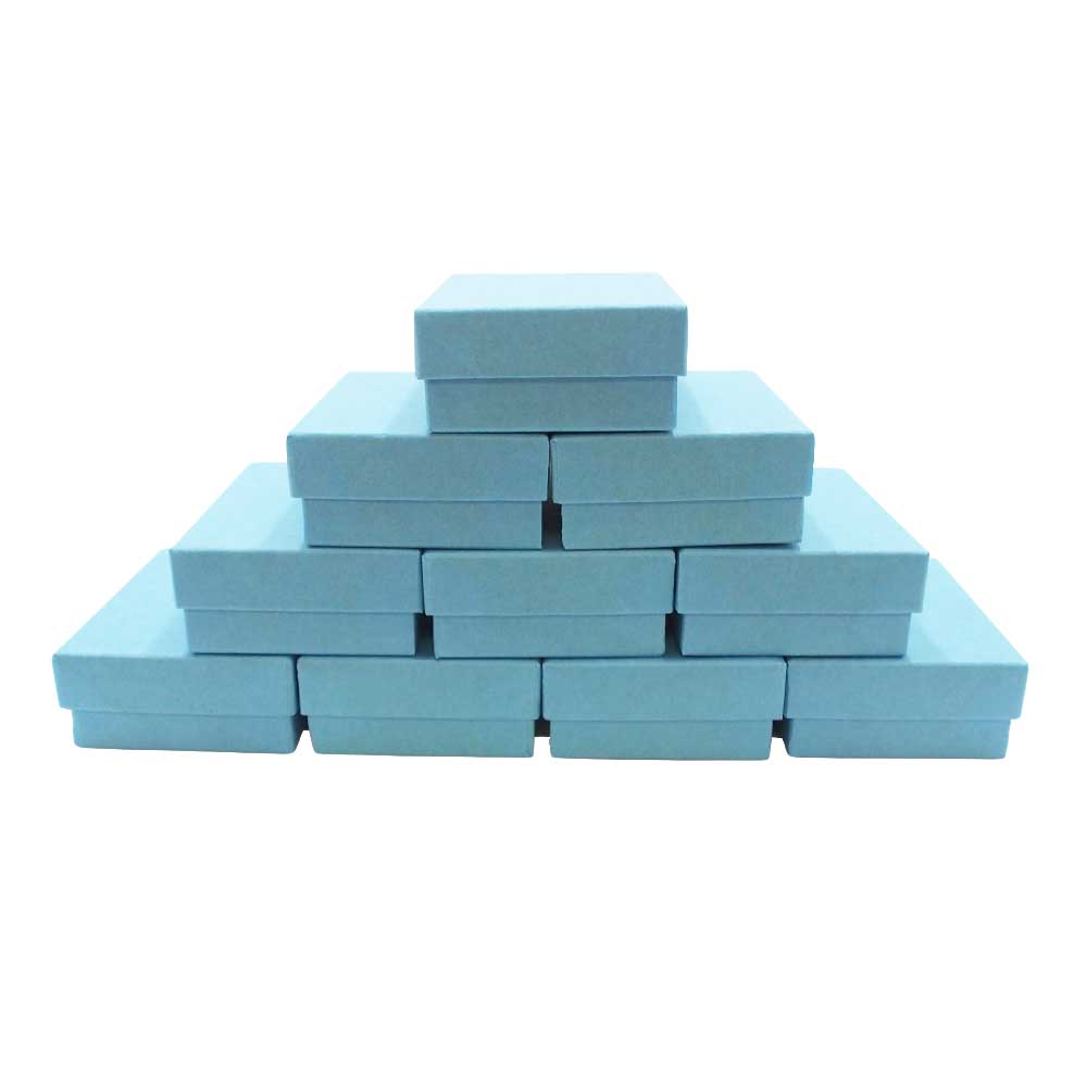 Light Blue Cotton Filled Boxes stacked for display
