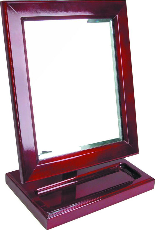 Vintage Wood Frame Mirror with small tray on Base.