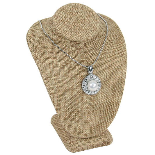 Burlap Classic Style Necklace Display 6 1/4"H