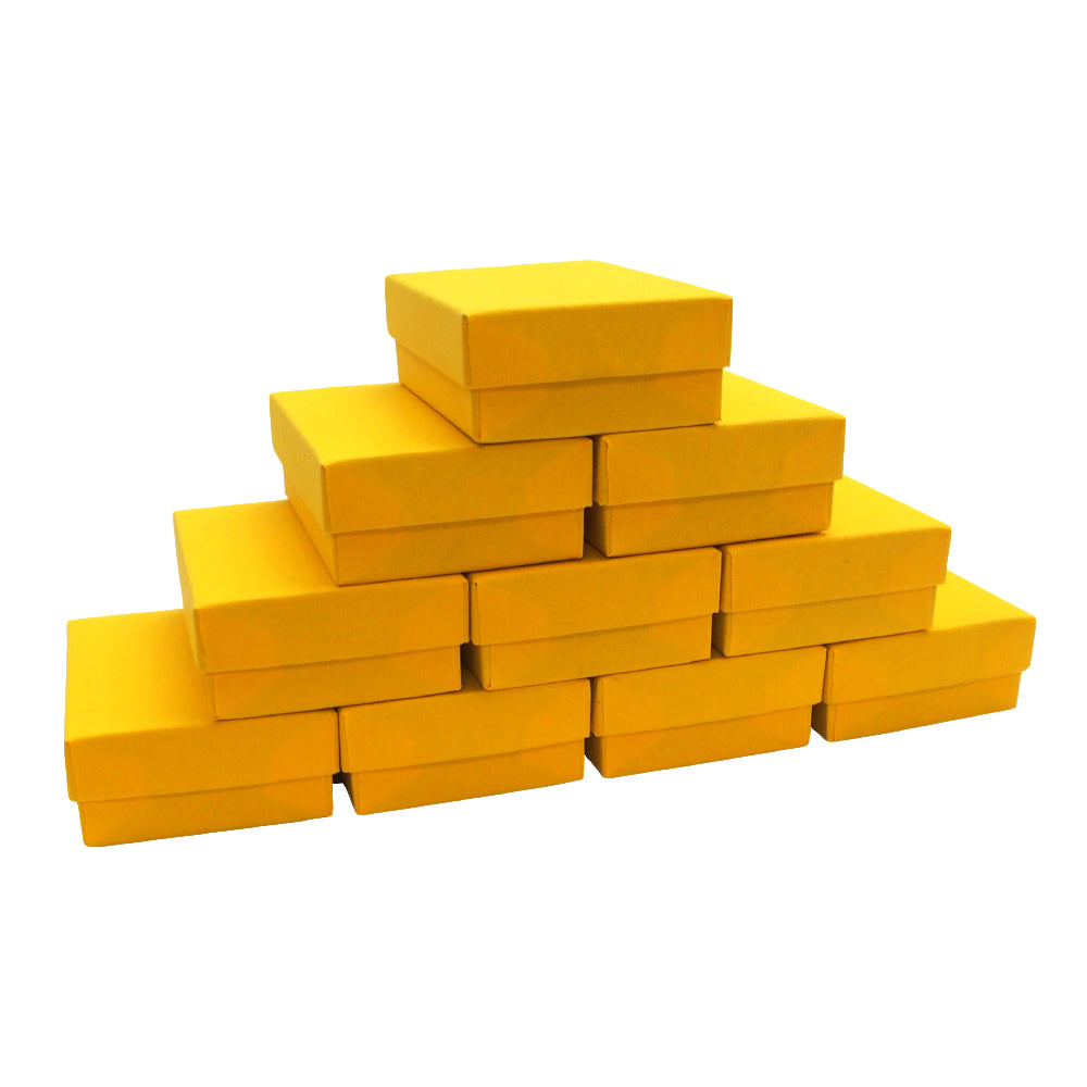 Stack of 10 Yellow Kraft Cotton Filled Boxes