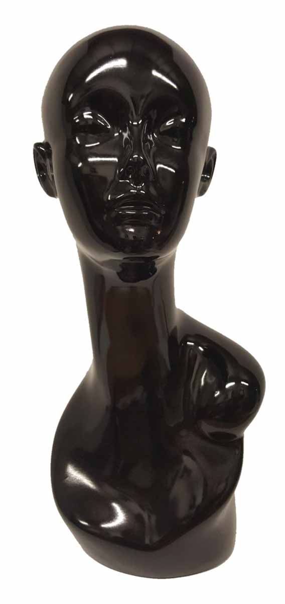 Black Female Fiberglass Mannequin Head with Pierced Ear