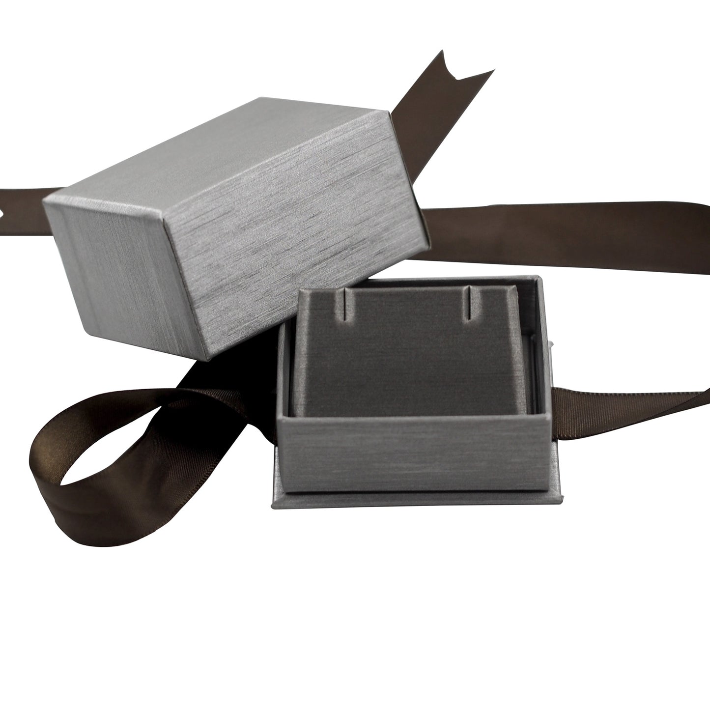 Steel Grey Elegant Ribbon Box with Grey Insert