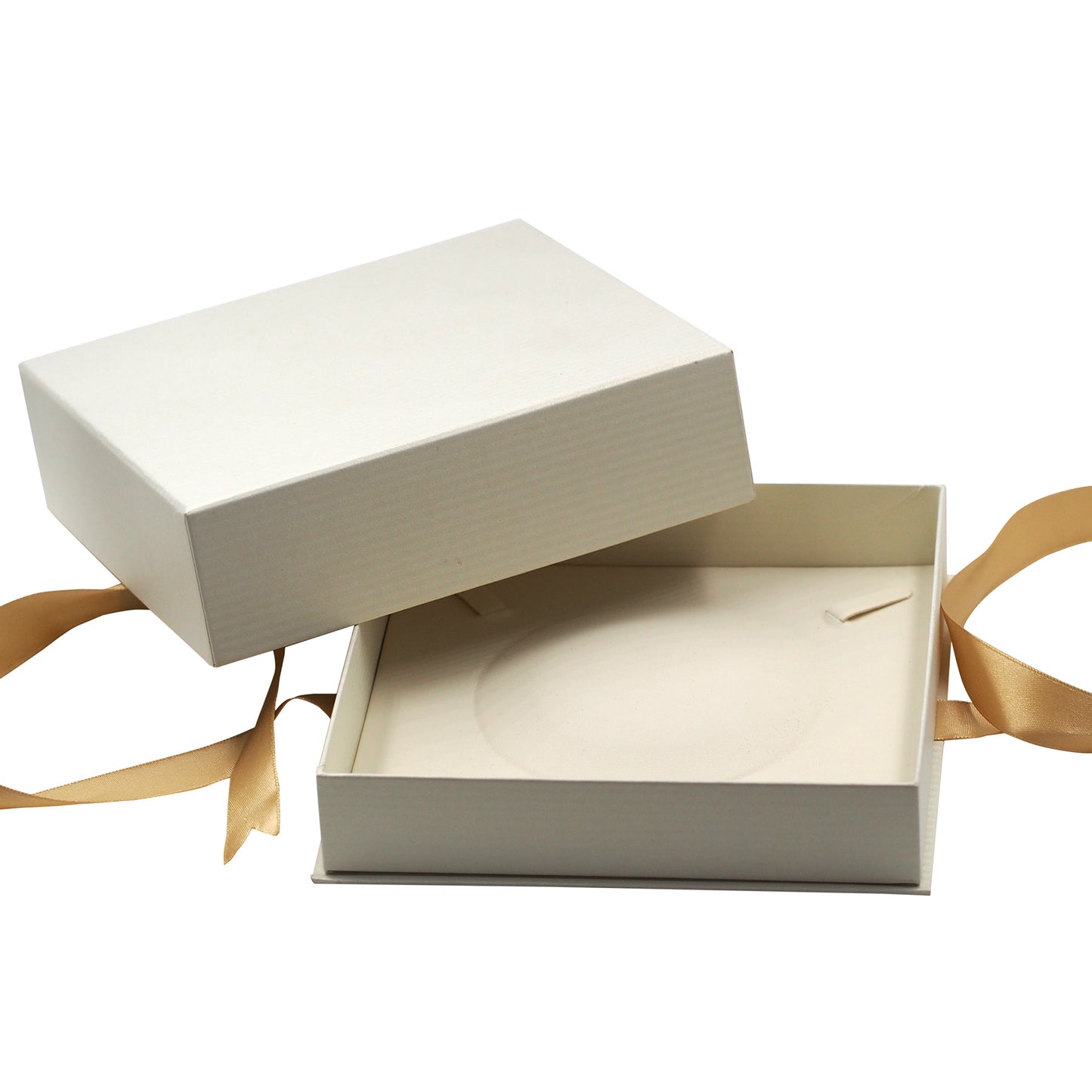 Ivory Pinstripe Elegant Ribbon Box with Cream Insert