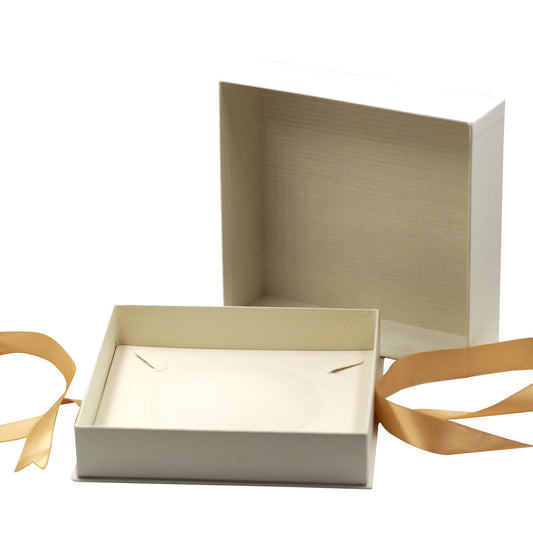 Ivory Pinstripe Elegant Ribbon Box with Cream Insert