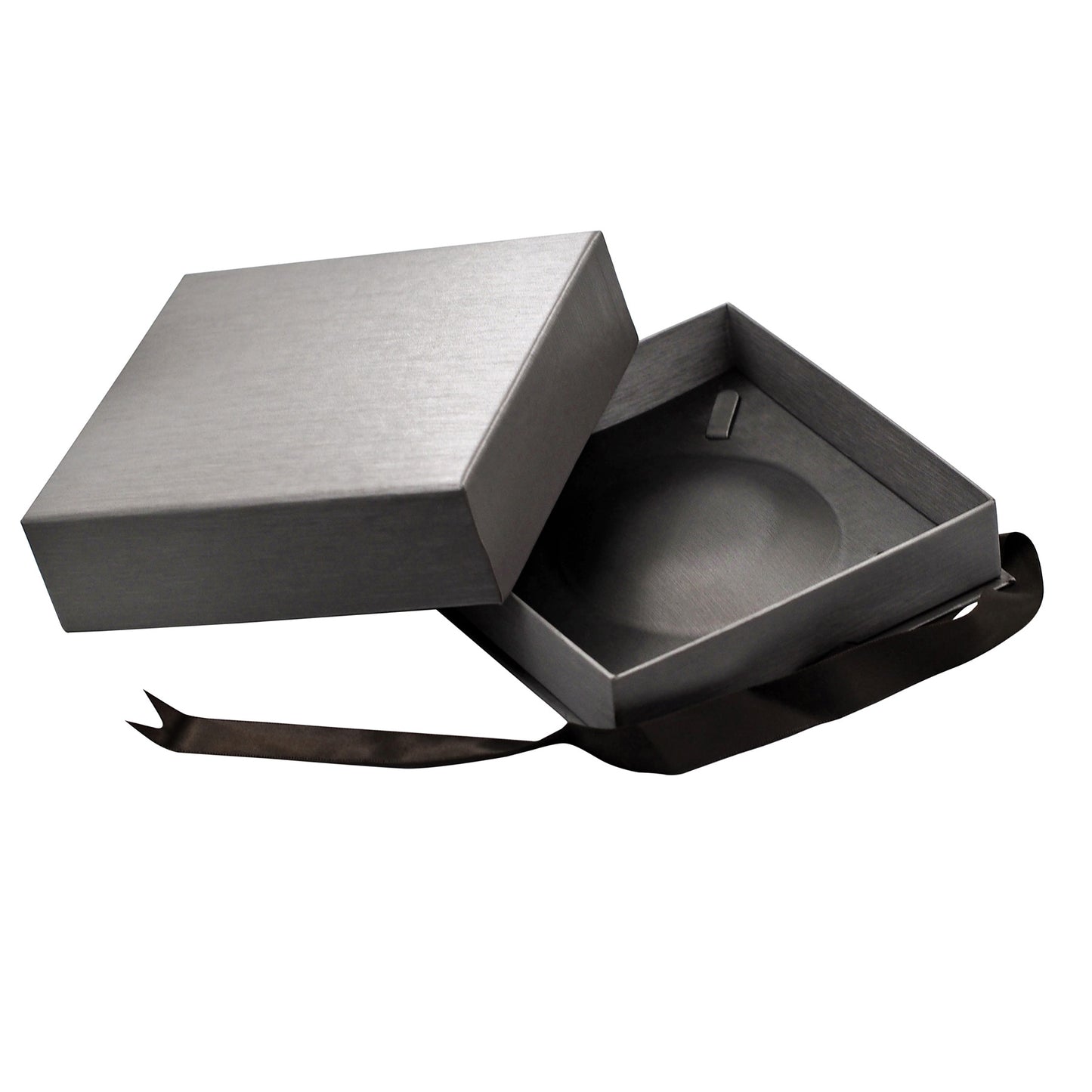 Steel Grey Elegant Ribbon Box with Grey Insert