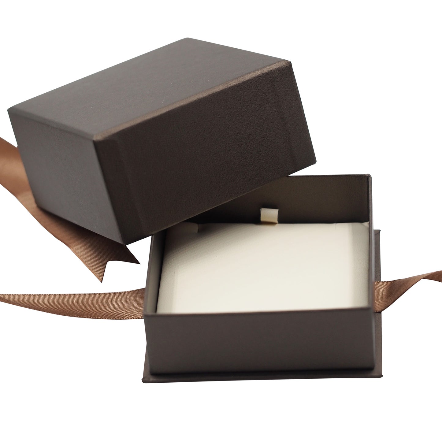 Brown Elegant Ribbon Box with Cream Insert