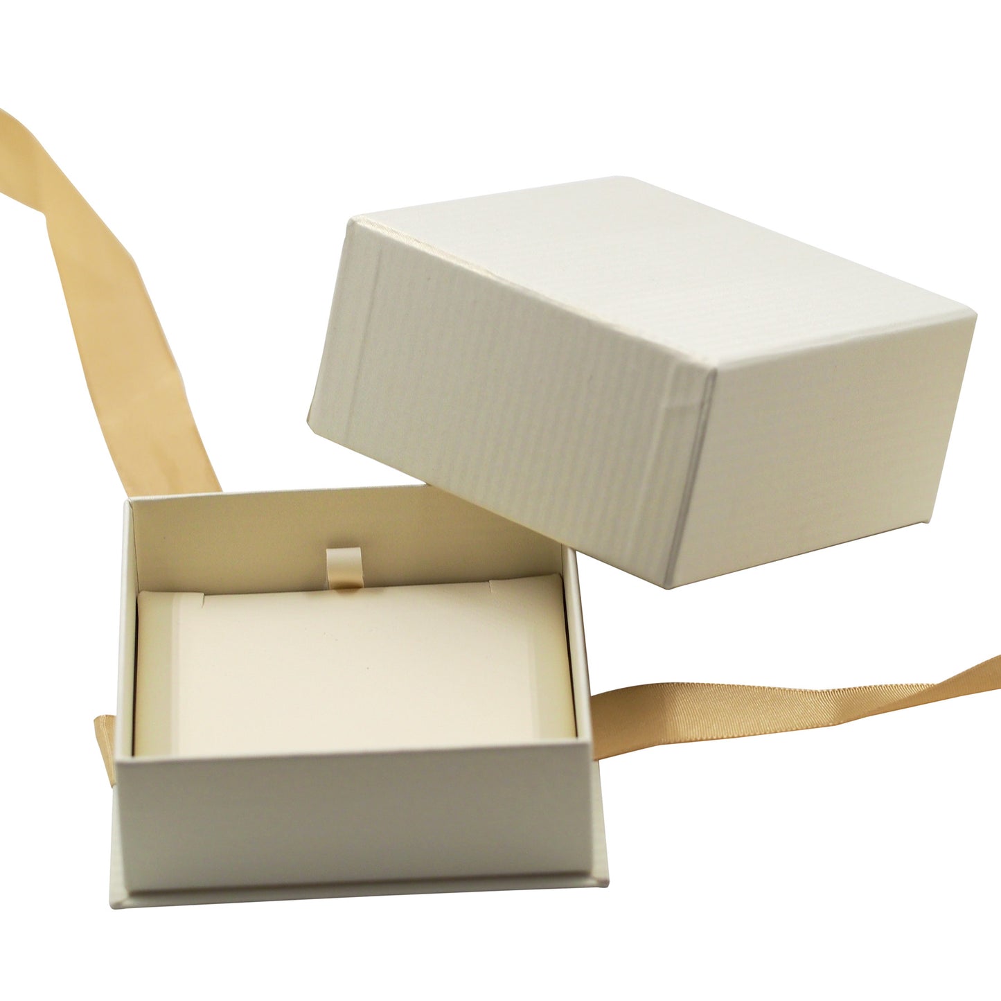 Ivory Pinstripe Elegant Ribbon Box with Cream Insert