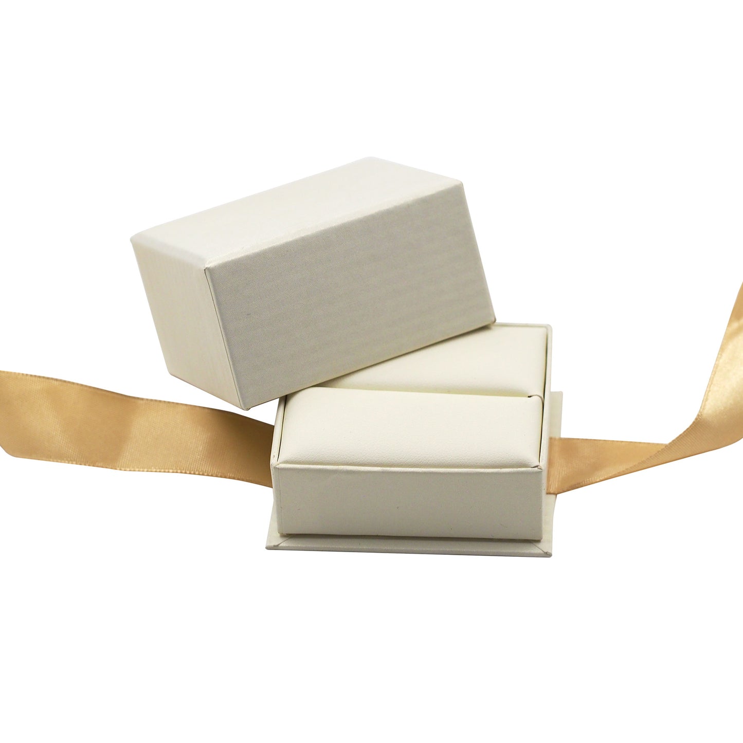 Ivory Pinstripe Elegant Ribbon Box with Cream Insert