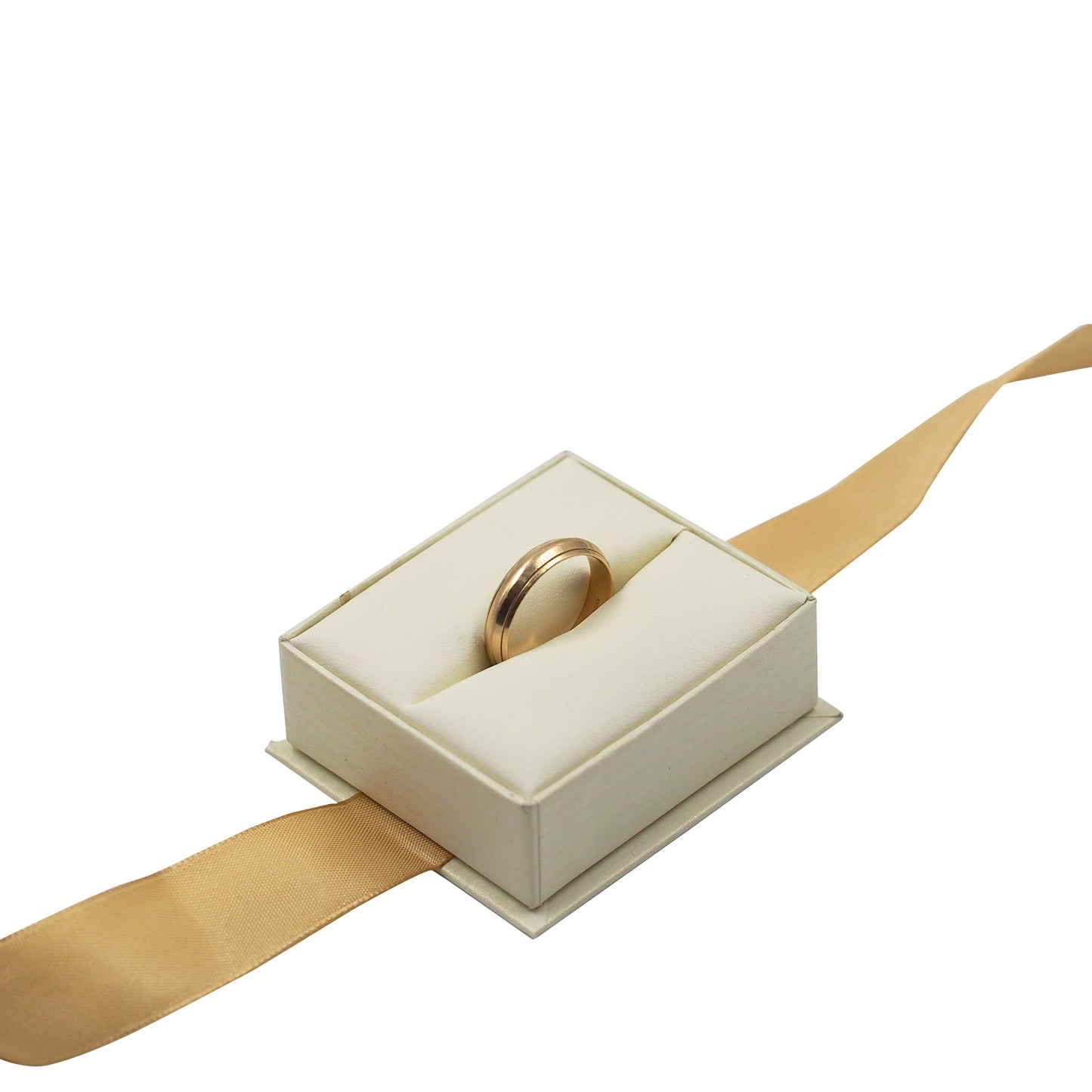 Ivory Pinstripe Elegant Ribbon Box with Cream Insert