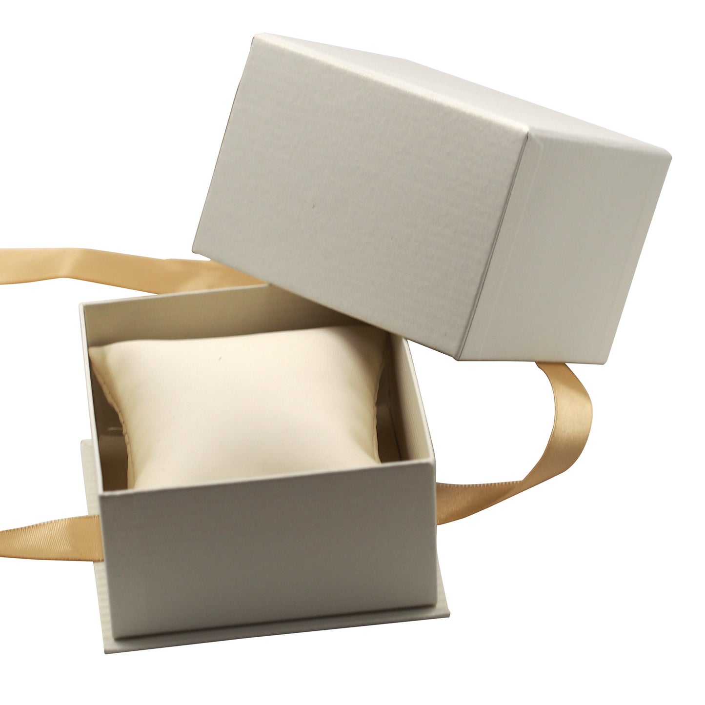 Ivory Pinstripe Elegant Ribbon Box with Cream Insert