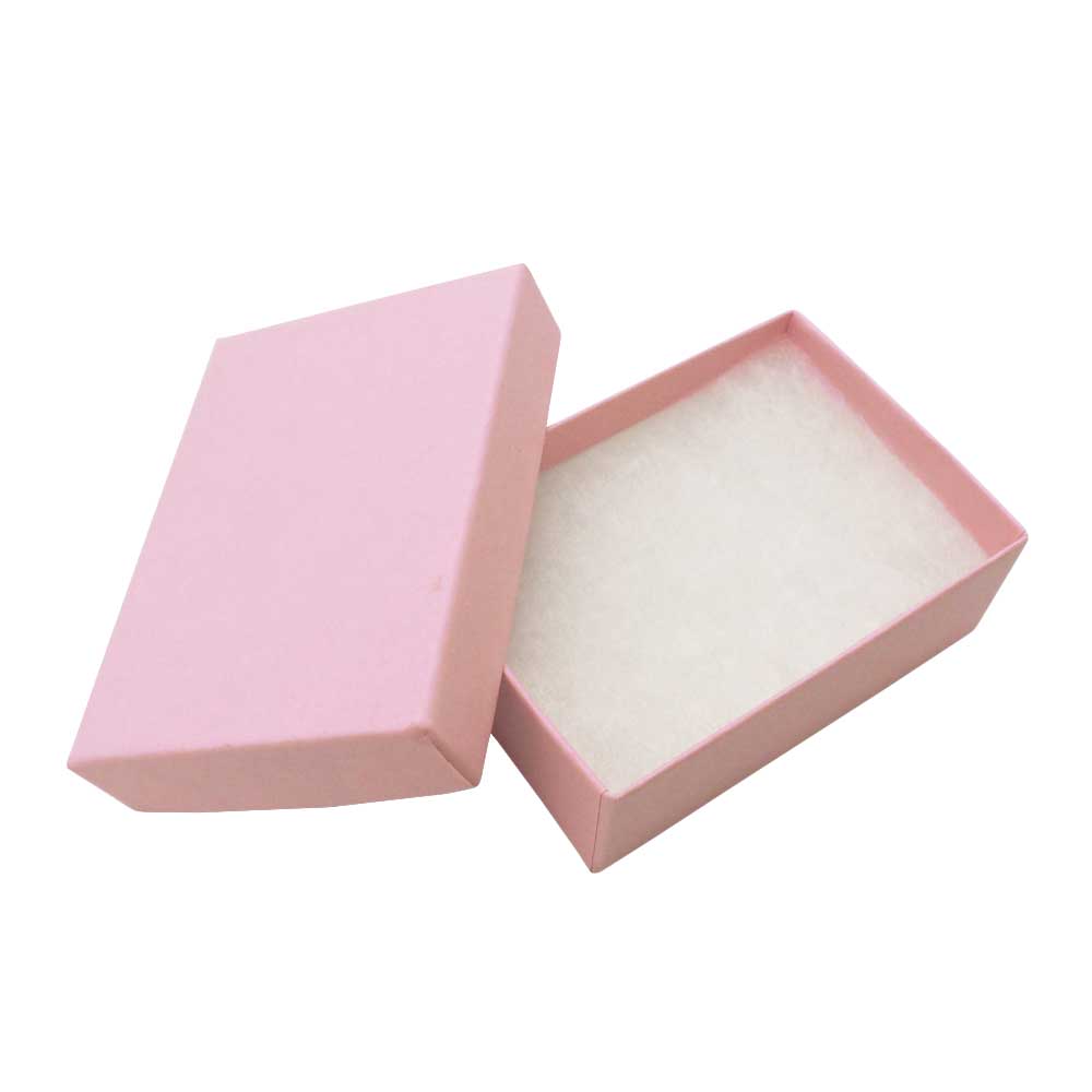 Pink Cotton Filled Box opened to show cotton filling liner.