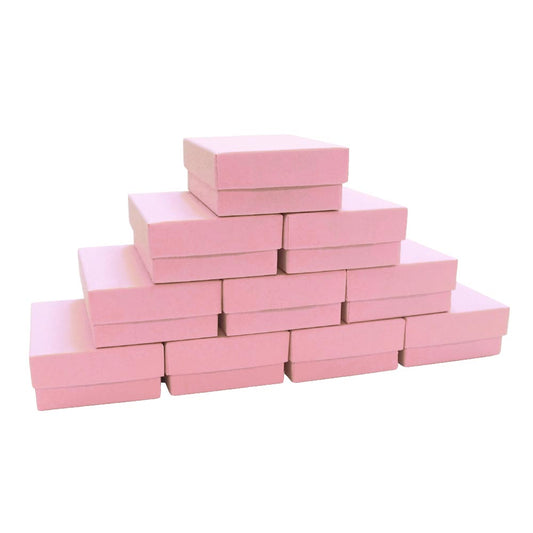 10 Pink Cotton Filled Boxes Stacked for Display