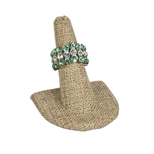 Single Tall Burlap Fabric Ring Stand with Semi-Circle Base