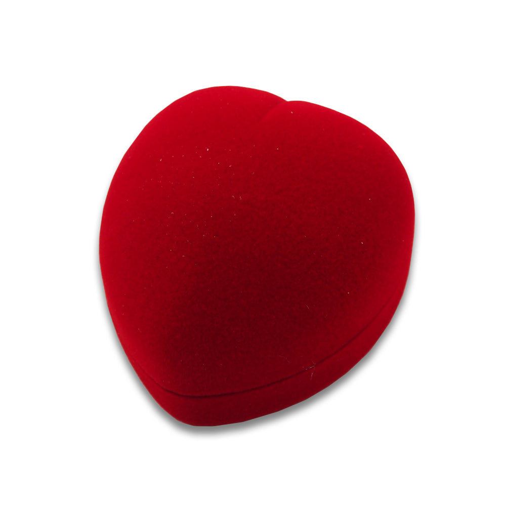 Soft Flocked Red Velour Heart Ring Gift Box