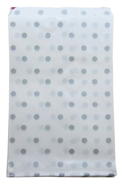 Silver Polka Dot Pattern on thin white Paper Bags