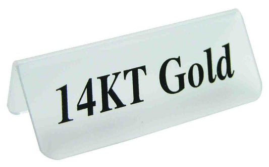 Frosted Acrylic Black "14KT Gold" Print Showcase/Showroom Sign - 3" x 1 1/4"H