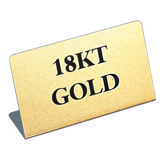 Large Metal "18KT GOLD" Print Showcase/Showroom Sign - 3 1/2" x 2"H