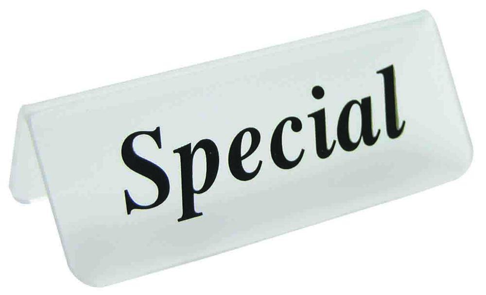 Frosted Acrylic Black "Special" Print Showcase/Showroom Sign - 3" x 1 1/4"H