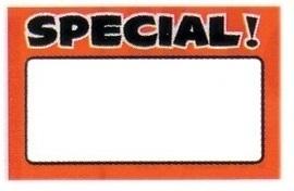 Large Paper "SPECIAL!" Store Message Signs (50Pcs/Pack)- 7"W x 5 1/2"L