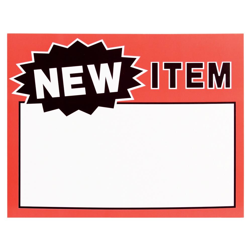 Large Paper "NEW ITEM" Store Message Signs (50Pcs/Pack)- 7"W x 5 1/2"L