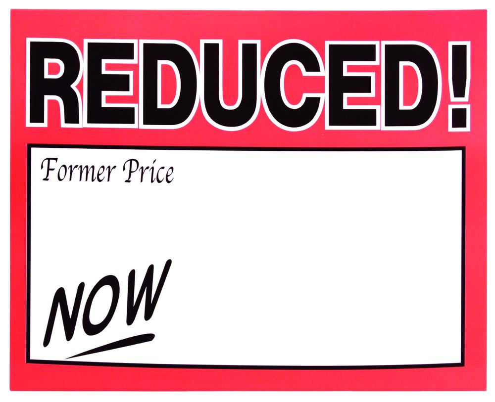 Large Paper "Reduced   NOW" Store Message Signs (50Pcs/Pack)- 7"W x 5 1/2"L