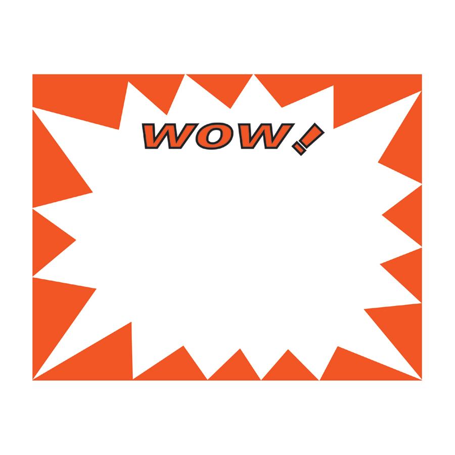 Large Paper "WOW!" Store Message Signs (50Pcs/Pack)- 7"W x 5 1/2"L