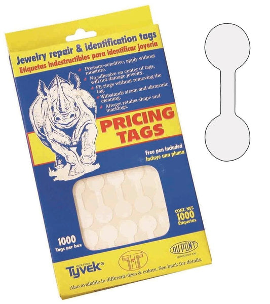 Original White Dumbell Adhesive Tear-Proof Tags (1000pcs/Box)