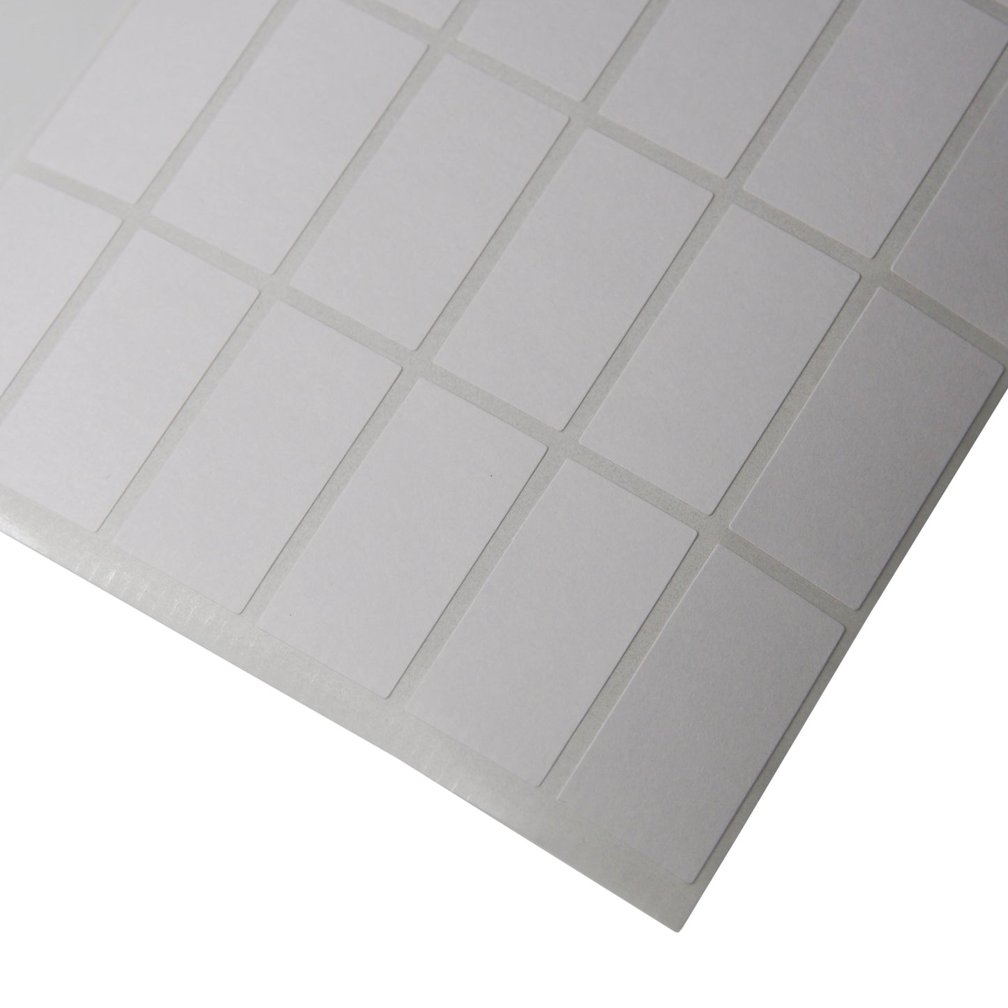 Corner of the sheet of Rectangular Self Adhesive Plain Label - 1000 Labels (1/2" x 1")