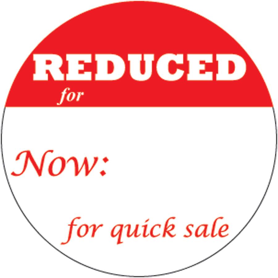 1" Self Adhesive Pre-Printed "REDUCED for Now: for quick sale" Labels (500 labels)