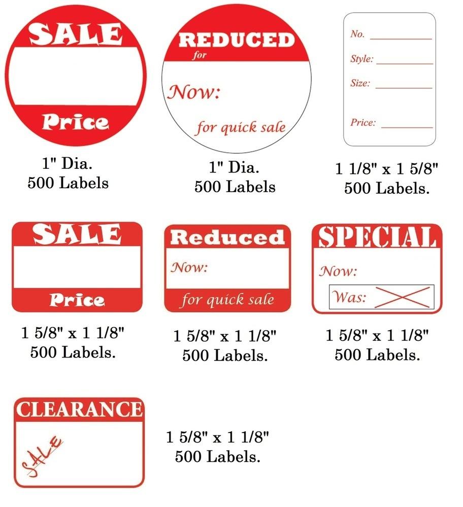 Labels available, with number of labels per pack